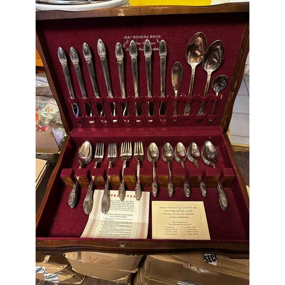 Size 8 Sterling Silver Plated Spoon Rings 1947 First Love Pattern - Picture 6 of 10